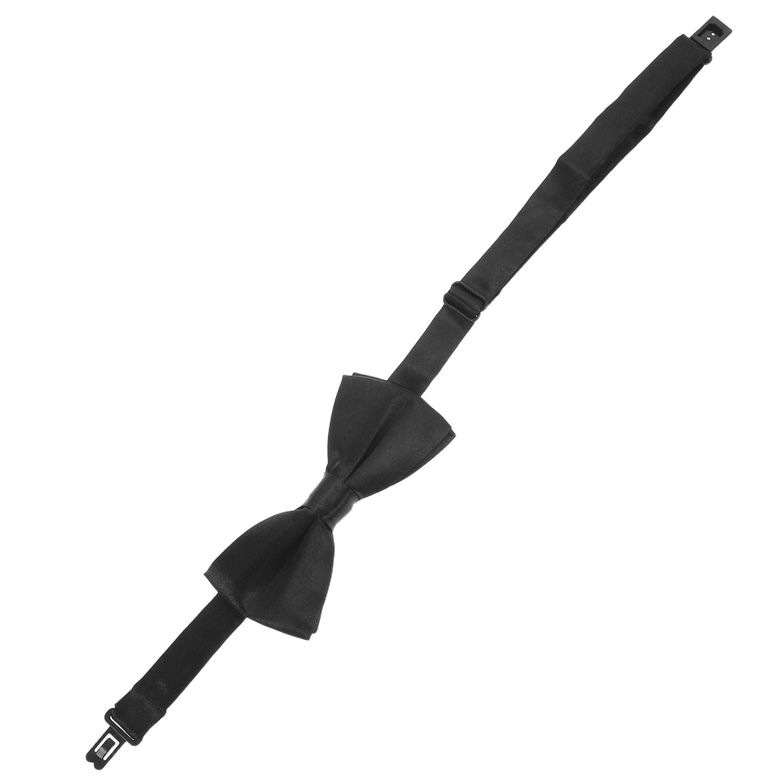 Bow Tie Pre Tied - โบว์ไทสีดำสำหรับเด็ก ปรับขนาดได้ ผูกสำเร็จ สีพื้น สำหรับเด็กผู้ชาย เด็กเล็ก