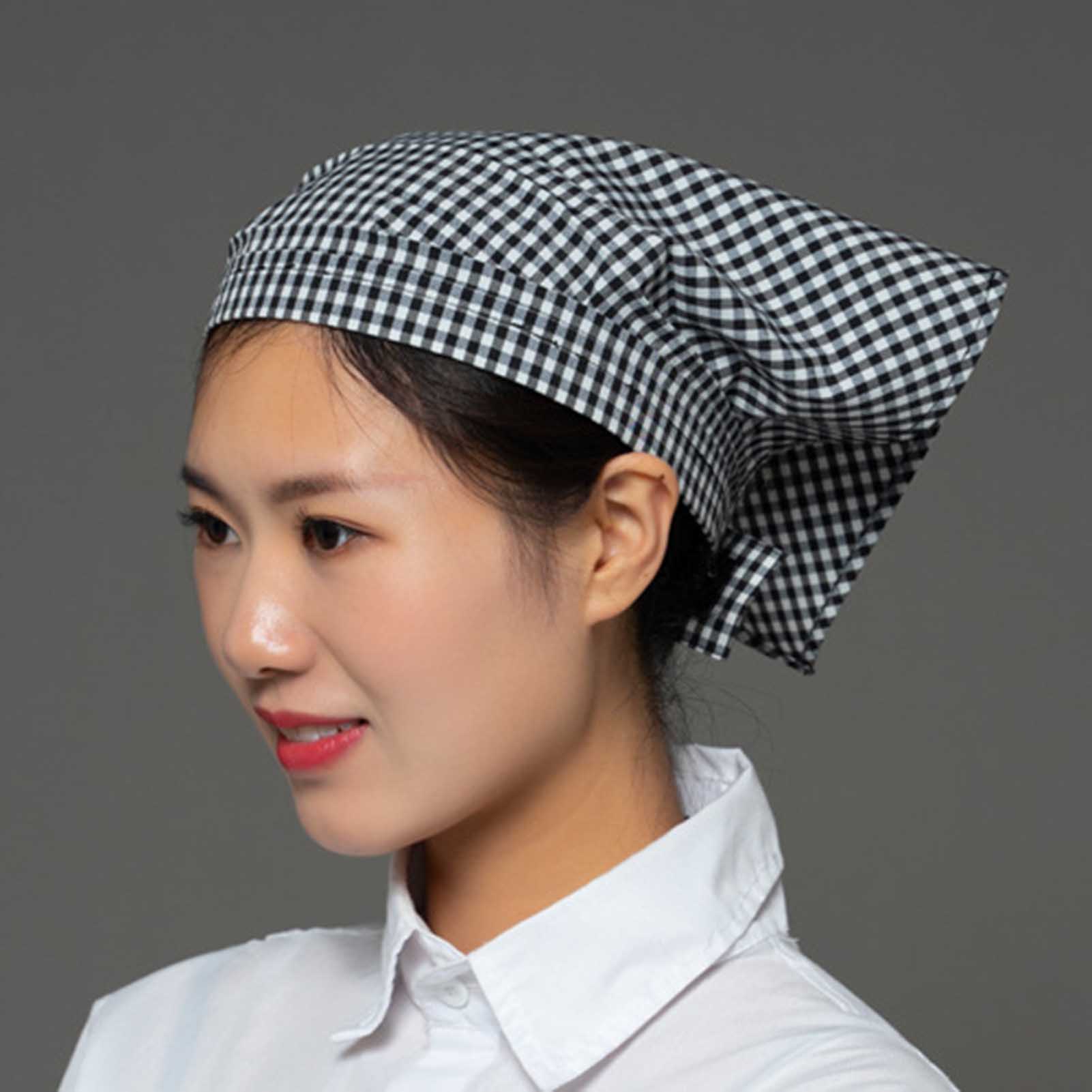 Bandana Cotton - ผ้าคลุมศีรษะผ้าฝ้ายสำหรับพนักงานครัวร้านอาหาร ผู้หญิง ผู้ชาย หมวกเชฟ ผ้าคลุมศีรษะเพื่อสุขอนามัยอาหาร ผ้าโพกศีรษะ