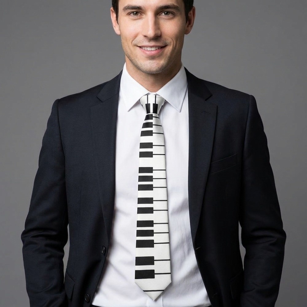 Skinny Tie Men - เนคไทสีดำเรียบง่าย ทรงเพรียวบาง สไตล์นักเรียน/นักดนตรี สำหรับผู้ชาย