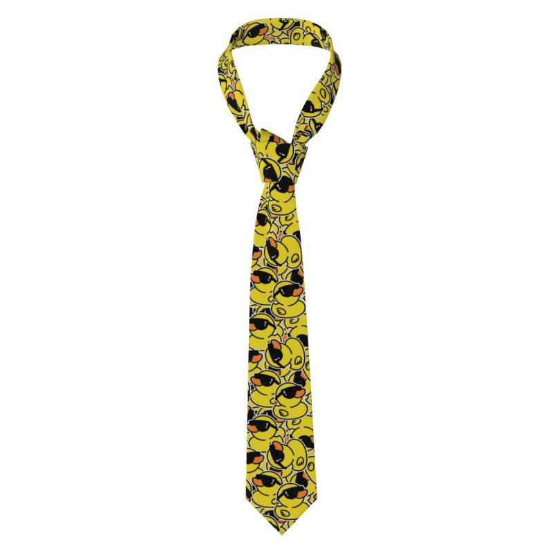 Skinny Tie Men - เนคไทลายเป็ดยางน่ารักสำหรับผู้ชาย ขนาด 8 ซม. ทรงแคบ ลายการ์ตูนเป็ดสีเหลือง