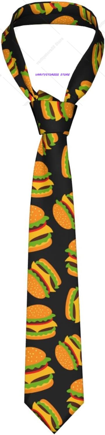 Skinny Tie Men - เนคไททรงสกินนี่สำหรับผู้ชายลายแฮมเบอร์เกอร์ เหมาะสำหรับงานแต่งงาน เจ้าบ่าว เพื่อนเจ้าบ่าว งานพิธี งานเต้นรำ