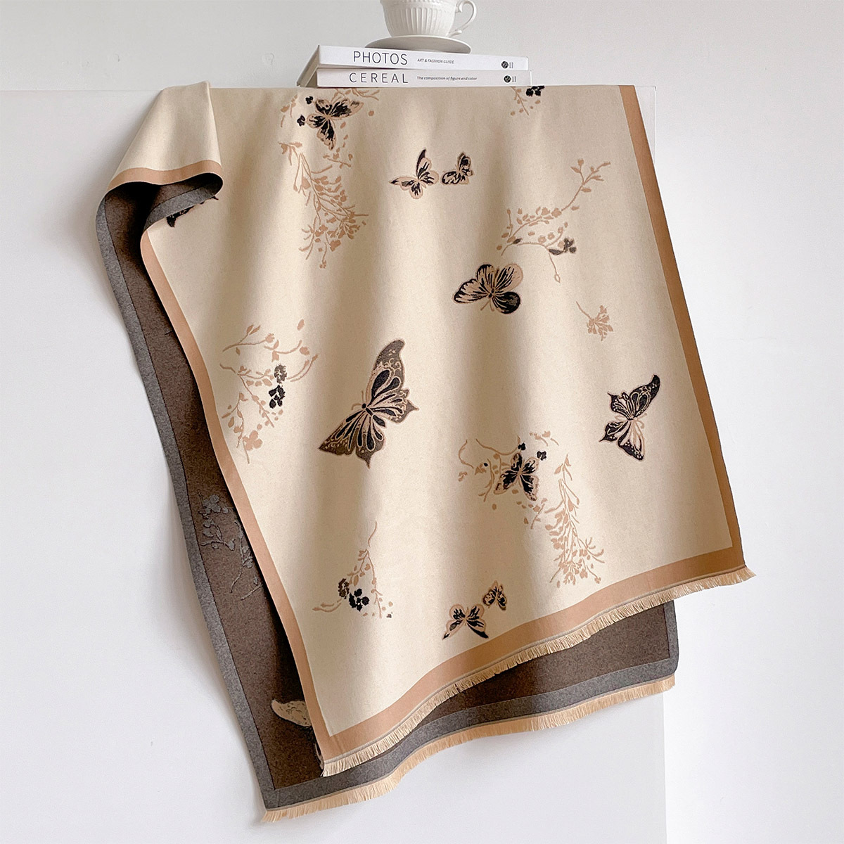 ผ้าพันคอแคชเมียร์เทียมสำหรับผู - Pashmina Wrap Large บทวิจารณ์และราคา