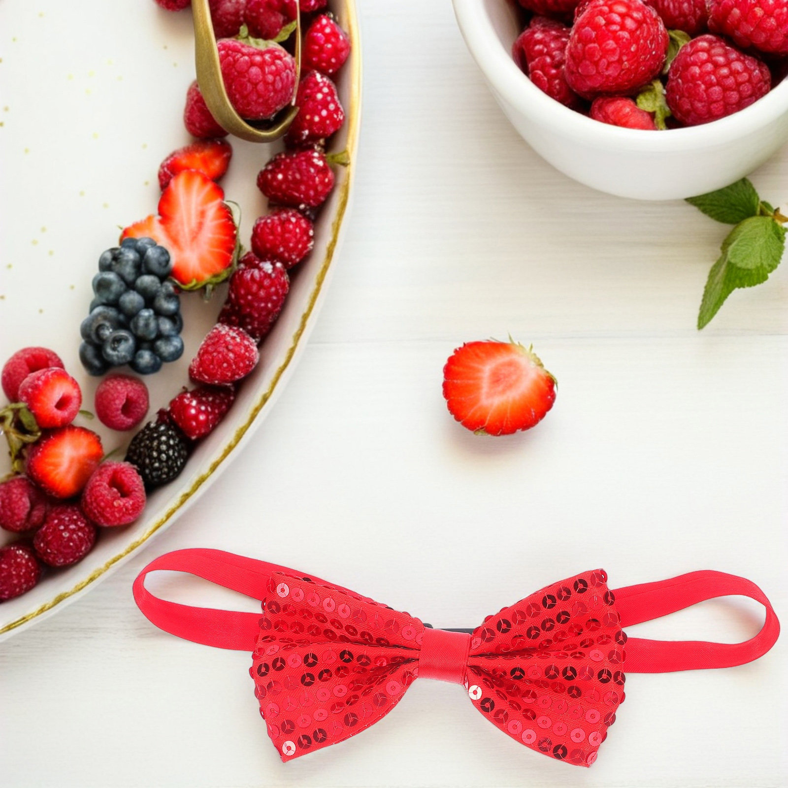 โบว์ไทเด็กสีแดงประดับเลื่อม 10 - Bow Tie Pre Tied บทวิจารณ์และราคา