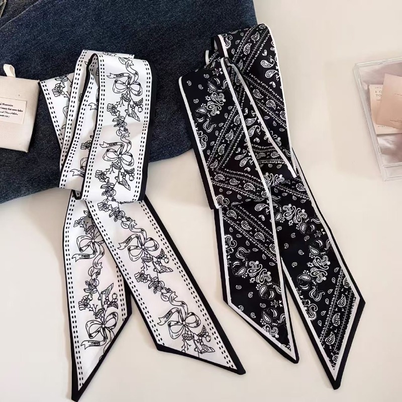 ผ้าพันคอ Paisley สีดำขาวสองด้า - Ascot Neck Scarf บทวิจารณ์และราคา