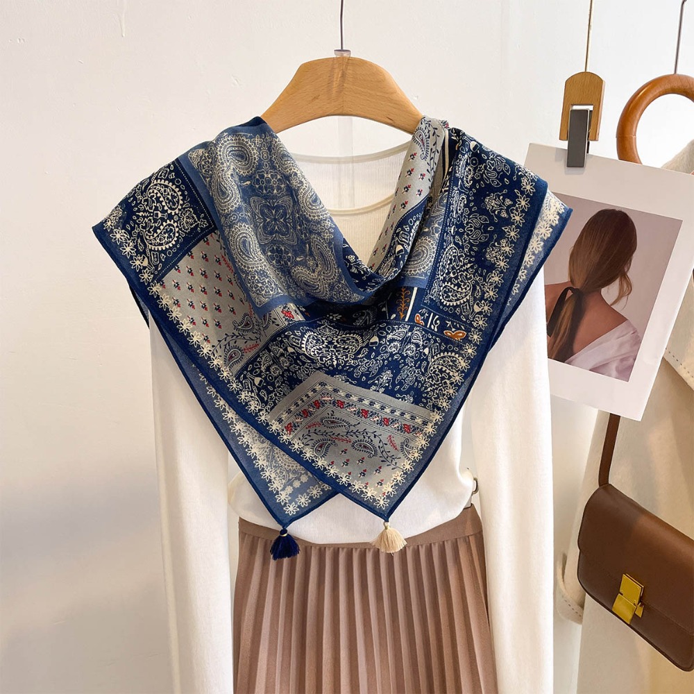 ผ้าพันคอพู่ห้อยสำหรับผู้หญิง ผ - Bandana Cotton บทวิจารณ์และราคา