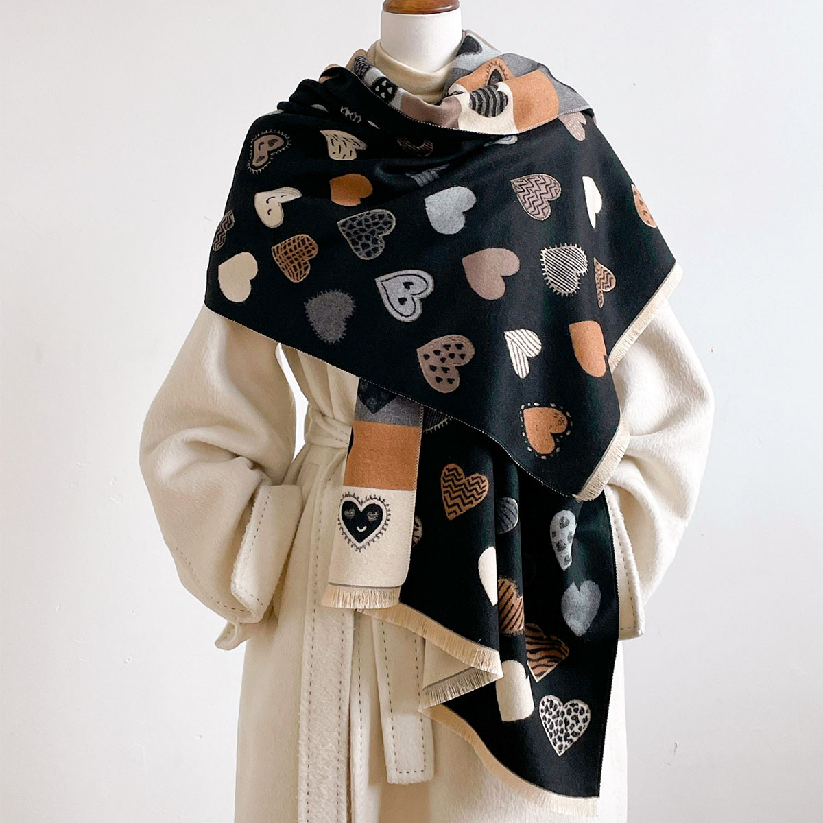 ผ้าพันคอแคชเมียร์เทียมสำหรับผู - Pashmina Wrap Large บทวิจารณ์และราคา
