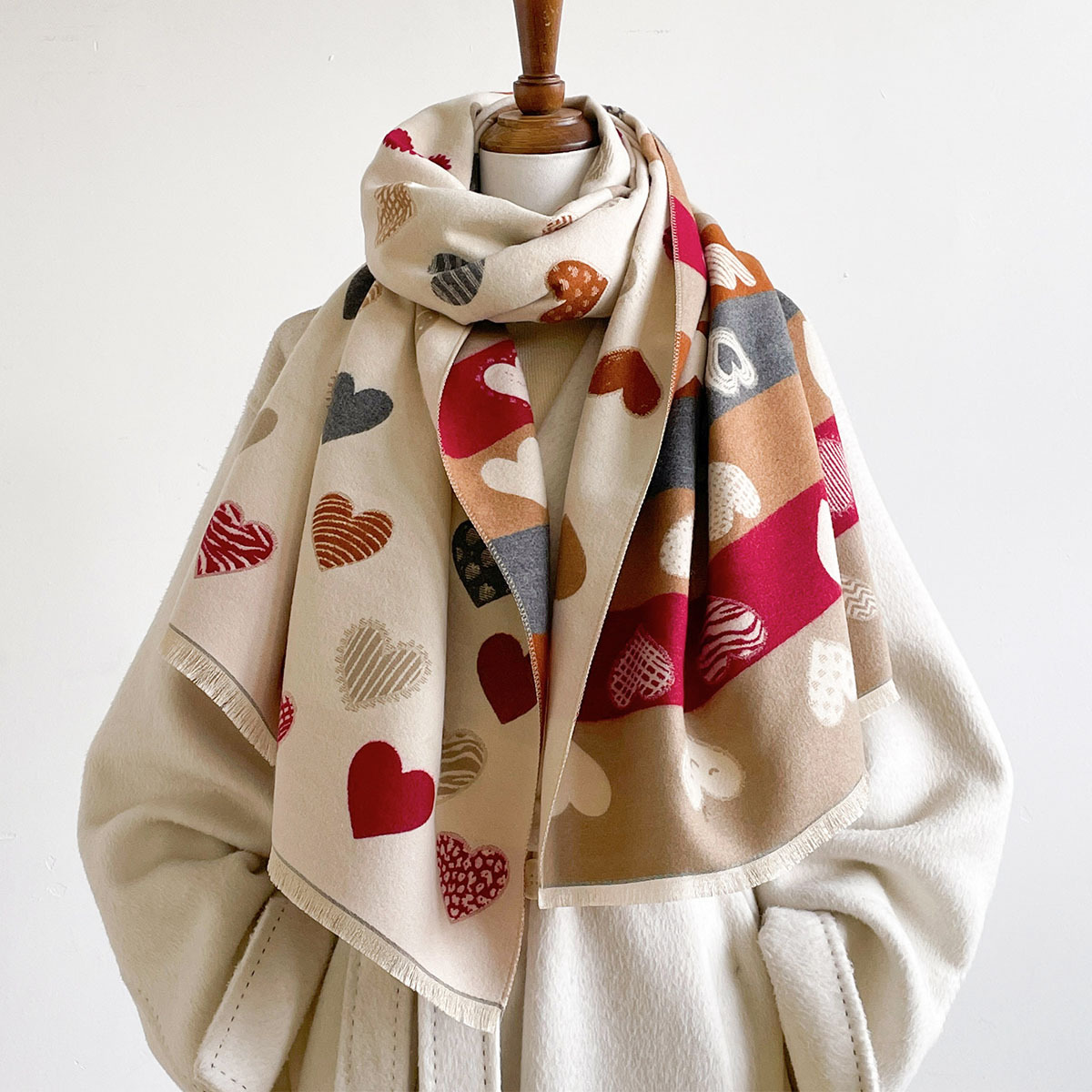 ผ้าพันคอแคชเมียร์เทียมสำหรับผู - Pashmina Wrap Large บทวิจารณ์และราคา