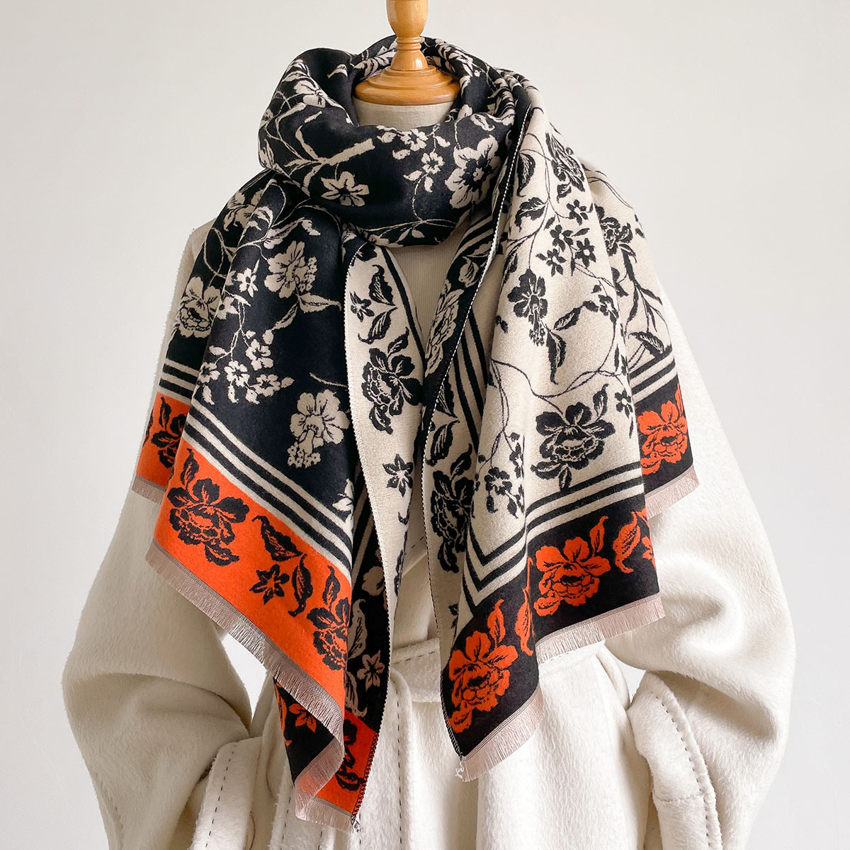 ผ้าพันคอแคชเมียร์เทียมสำหรับผู - Pashmina Wrap Large บทวิจารณ์และราคา