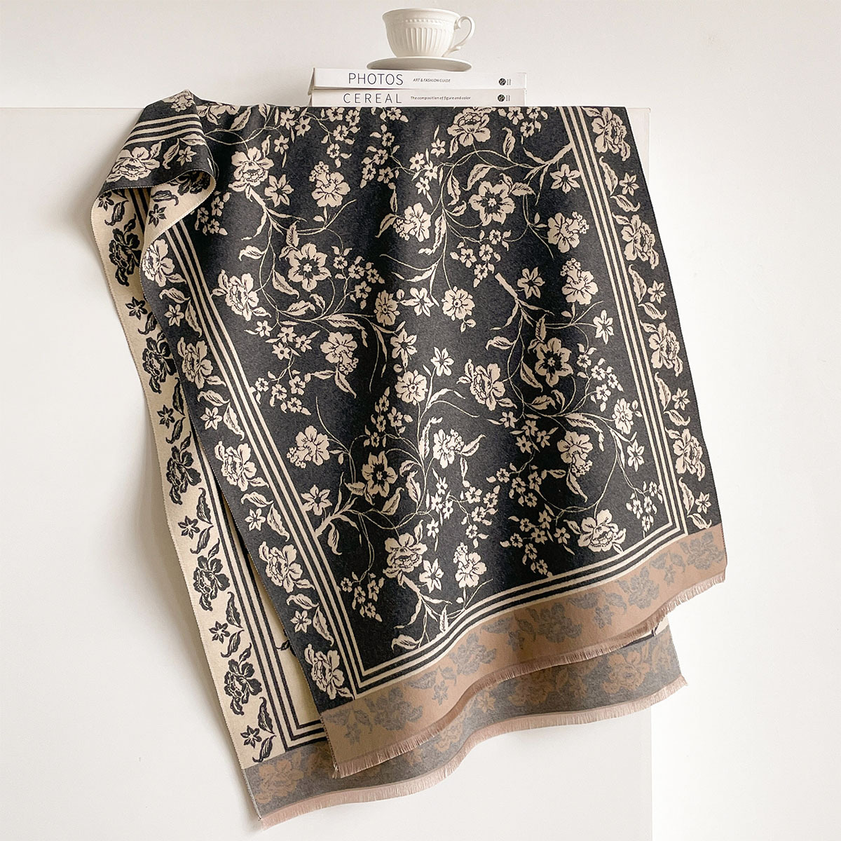 ผ้าพันคอแคชเมียร์เทียมสำหรับผู - Pashmina Wrap Large บทวิจารณ์และราคา