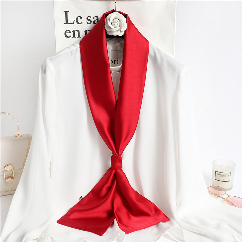 ผ้าพันคอไหมสีแดงล้วน ผ้าพันคอไ - Ascot Neck Scarf บทวิจารณ์และราคา